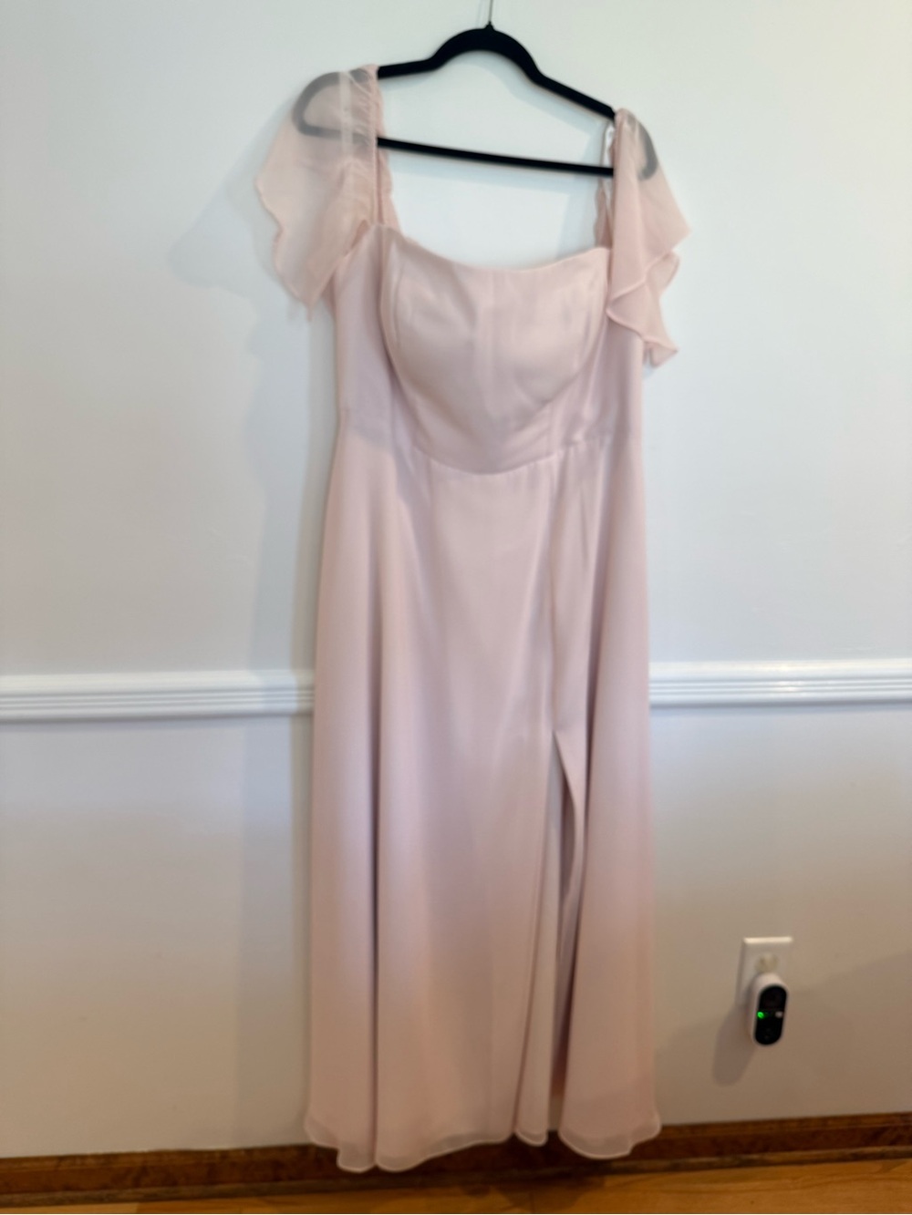 Azazie Blushing Pink Flutter Sleeve Gown